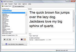 AMP Font Viewer - Main window